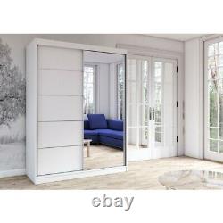 Brand new Modern Design Double Sliding Door 150 Cm White Mirrored Wardrobe