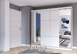 Brand new Modern Design Double Sliding Door 203 Cm White Mirrored Wardrobe