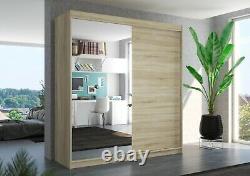 Brand new wardrobe DELLA 200cm large mirror 2 sliding doors perfect interior