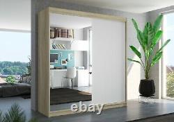Brand new wardrobe DELLA 200cm large mirror 2 sliding doors perfect interior