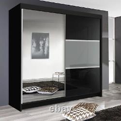 Brooklyn Modern Wardrobes, Mirrored 2 Door wardrobe for Bedroom Furniture