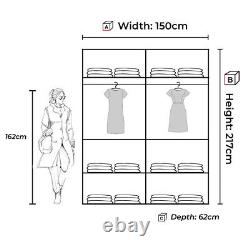 CHELSEA Modern Bedroom Furniture Sliding Double Door Wardrobe Adjustable Shelves