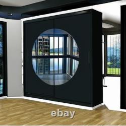 Contemporary GLOBE Wardrobe with Mirror Sliding Doors-3 Colours Modern Bedroom