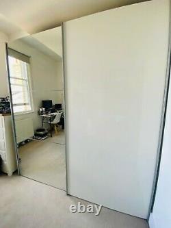 DWELL Loft two door sliding wardrobe -white glass with mirror 220(h) x 201(w)