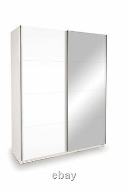 Dallas White Sliding Wardrobe with Mirror and High Gloss White Doors