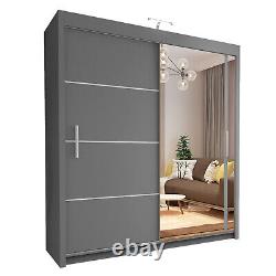 Double Mirror Sliding Doors Wardrobe Vision (Grey) 150cm/180cm/203cm