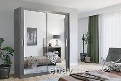 Dublin Modern Full Mirror Sliding Door Wardrobe In 4 Colour and 6 Sizes