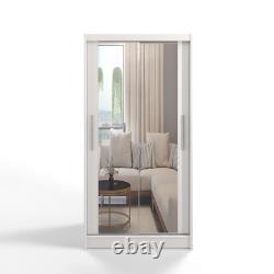 Easy Costa 7 Sliding Door Wardrobe 100cm Full Mirror White Led Optional