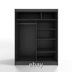 Easy Vista01 Sliding Door Wardrobe 150cm Black / Sonoma
