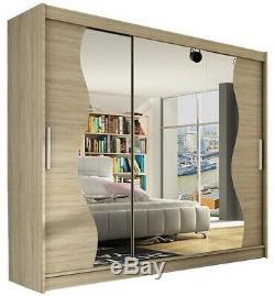 Extra Large Wardrobe Sliding Shelves Bedroom Door Mirror Rail Closet 250 cm NEW