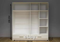 Florence High Gloss SLIDING DOOR Wardrobe in 2 Sizes & 3 Colors with Long LED