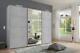 German Ernie White Concrete Grey Industrial 3 Door Mirror 270cm Sliding Wardrobe