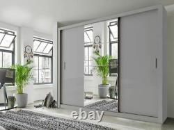 Grey matt wardrobe CLEO 1 250cm 3 sliding doors with mirrors