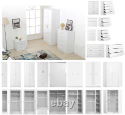 High Gloss Bedroom Furniture Set Wardrobe Chest Bedside Dressing Table White