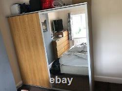 Huge IKEA PAX WARDROBE with mirror and oak effect sliding doors rrp £480