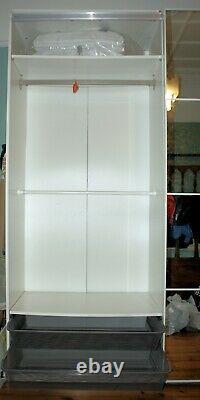IKEA Pax double wardrobe with internal fittings, mirror sliding doors, white car