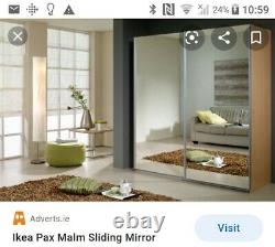 IKEA Pax wardrobe 200x200x58cm WITH mirrored Malm sliding doors & fittings