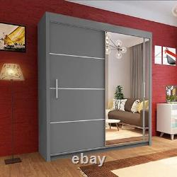 INTERWOOD Double Sliding Door Wardrobe for Bedroom with 1 LED in 3 Colours
