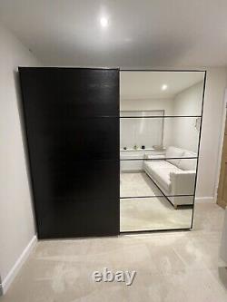 Ikea PAX Wardrobe sliding doors. Black/brown mirror door. 201Hx200Wx63cmD