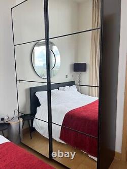 Ikea Pax Wardrobe Combination, black-brown, sliding mirror glass doors, closet