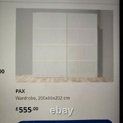 Ikea Pax Wardrobe Mirror & White Glass Sliding Doors, Frames, Rails, Drawers