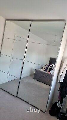 Ikea Pax Wardrobe With Mirrored Sliding Doors and Internal LED Sensor Lights