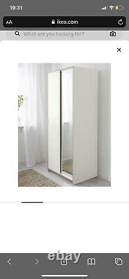 Ikea Trysil Mirror Wardrobe with sliding doors and shelves White