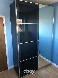 Ikea pax wardrobe sliding doors in VGC gloss navy blue door and mirrored door
