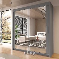 Interwood Modern Double Sliding Door Wardrobe Grey 7 Sizes Free Delivery