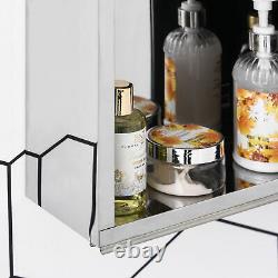 Kleankin 66x46cm Curved Bathroom Storage Cabinet Sliding Mirror Door 3 Shelves