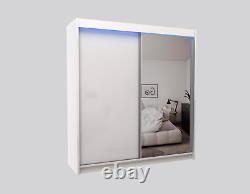 LARGE MODERN WARDROBE 2 Sliding Doors Mirrored Furniture 200cm MRPA200