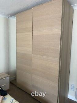 Large IKEA PAX Sliding Doors wardrobe white stained oak effect H 236cm W 200cm