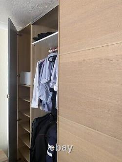 Large IKEA PAX Sliding Doors wardrobe white stained oak effect H 236cm W 200cm
