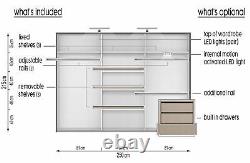 Large sliding wardrobe 3 full mirrored doors Instrument CLEO1 white matt 250cm