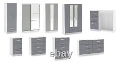 Lynx White & Grey Bedroom Furniture-Bedside/chests/wardrobes/Dressing Tables