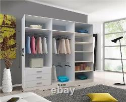 Lyon 2 and 3 Mirror Sliding Door Wardrobe In White Color and 5 Sizes