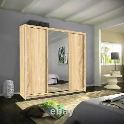 MN Furniture MIAMI Mirror Sliding 3 Door Cupboard Wardrobe available in 6 colors