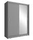 Modern Mirrored Sliding Door Wardrobe 150cm Wide Grey Or Sonoma