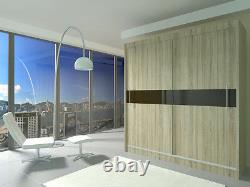 MODERN WARDROBE sliding doors shelves MIRROR / LACOBEL bedroom furniture 200cm