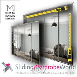 Made to Measure WHITE Framed MIRROR Sliding Wardrobe Doors 4.0m Wide MAX