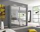 Milan 2 And 3 Mirror Sliding Door Wardrobe In Grey Color And 6 Sizes With Led
