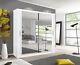 Milan 2 And 3 Mirror Sliding Door Wardrobe In White Color And 6 Sizes With Led
