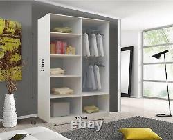 Milan 2 and 3 Mirror Sliding Doors Wardrobe In Grey Color With LED Light