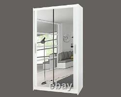 Milan 2 or 3 Mirror Sliding Door Cabinet in 6 Sizes and 4 Colors with LED
