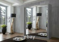 Milan Mirror Sliding Door Wardrobe in Grey Color And In 6 Sizes