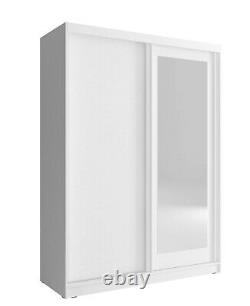 Mini 2 Sliding Doors Bedroom Small Mirrored Wardrobe White Light Oak Brown W150