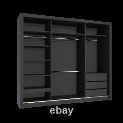 Mirror Sliding Door Wardrobe For Bedroom White Black and grey in all SIZE
