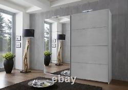 Mirror Wardrobe Sliding Doors German Ernie White Concrete Grey Industrial 2 Door