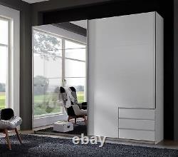 Mirror Wardrobe Sliding Doors German Seattle White 225cm 2 Door Slider Modern