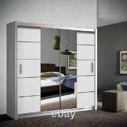 Mirrored Wardrobe Sliding Door with Storage Shelves and Hanging Space